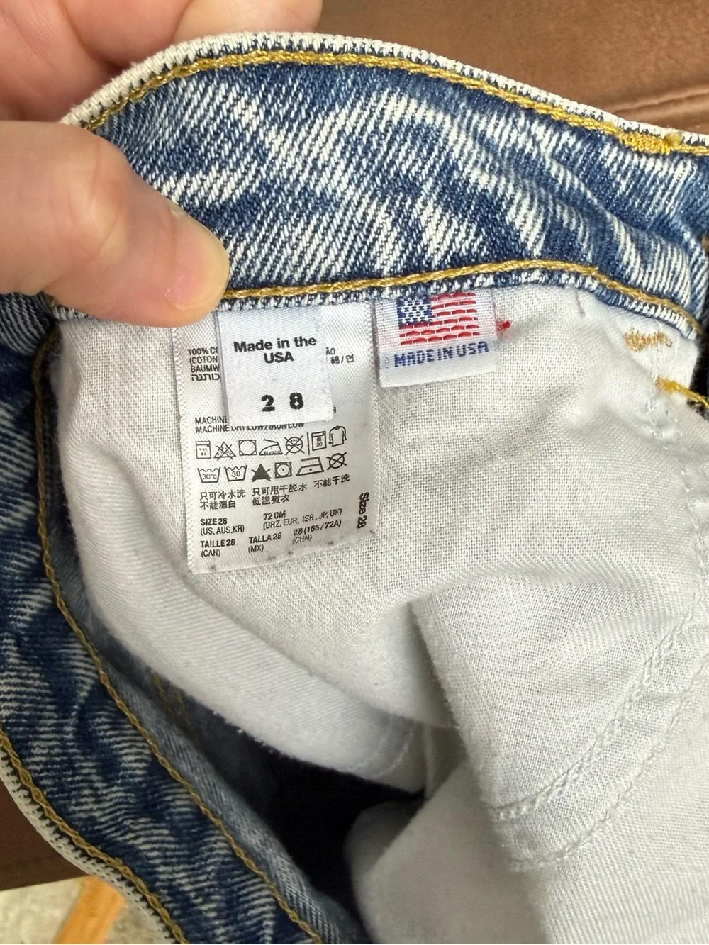 American Apparel Light Wash High-Rise Denim Shorts